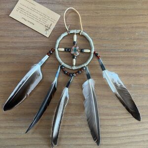 Native American Handcrafted Dreamcatcher with Feathers